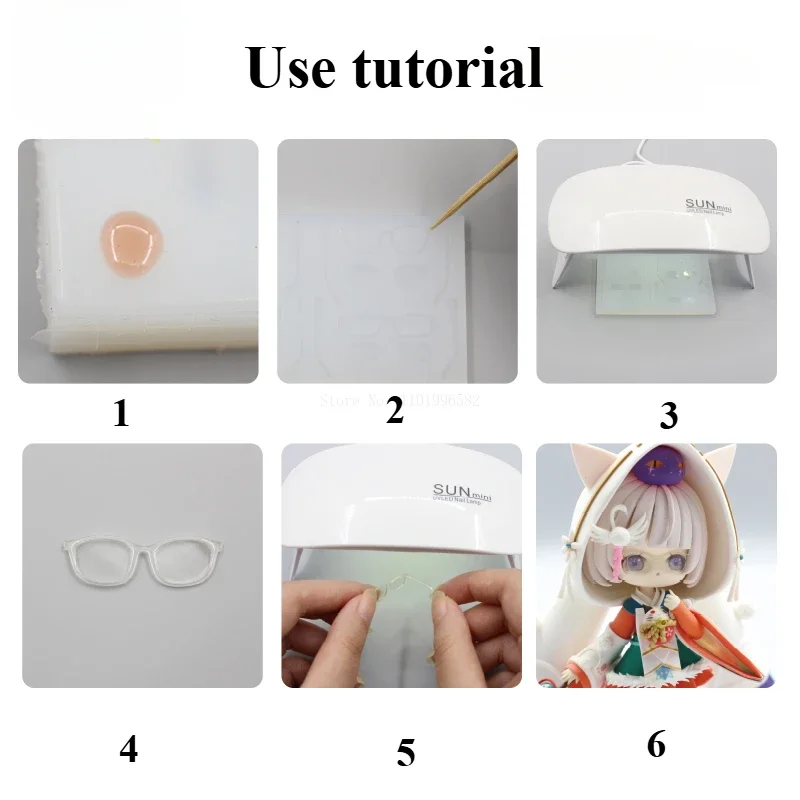 Ultra Light Stone Sculpture Clay Q Version Doll Glasses Silicone Mold DIY Polymer Clay Cartoon Character Decoration Accessories