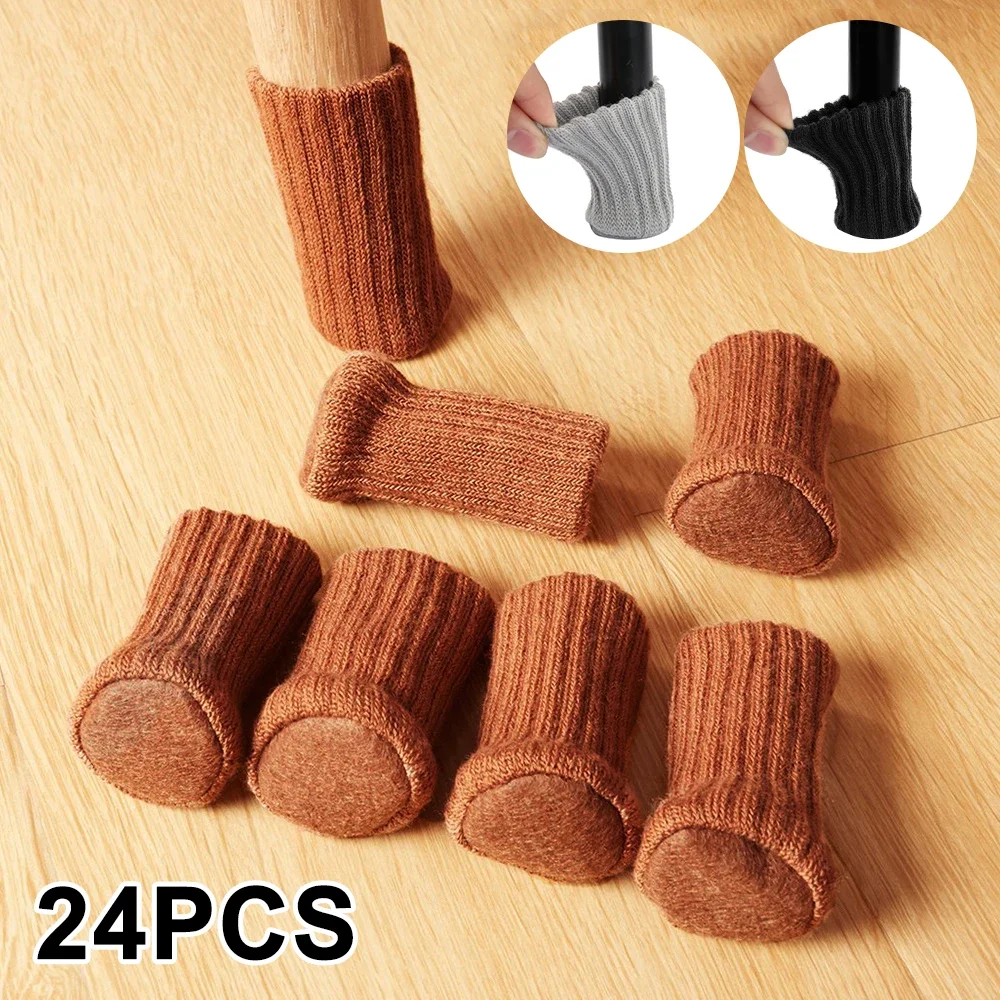 

24PCS Table Leg Socks Knitted Chair Leg Cover Floor Protectors Furniture Legs Table Chair Leg Protector Cover Legs Anti-slip