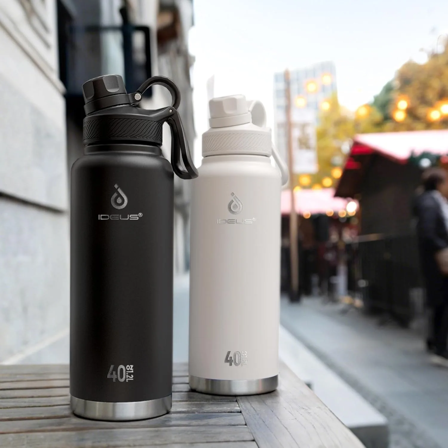 

Ideus 40oz Large-Capacity Stainless Steel Double-Layer Vacuum Insulated Cup With 2 Leak-Proof Lids, Suitable For Outdoor Travel,