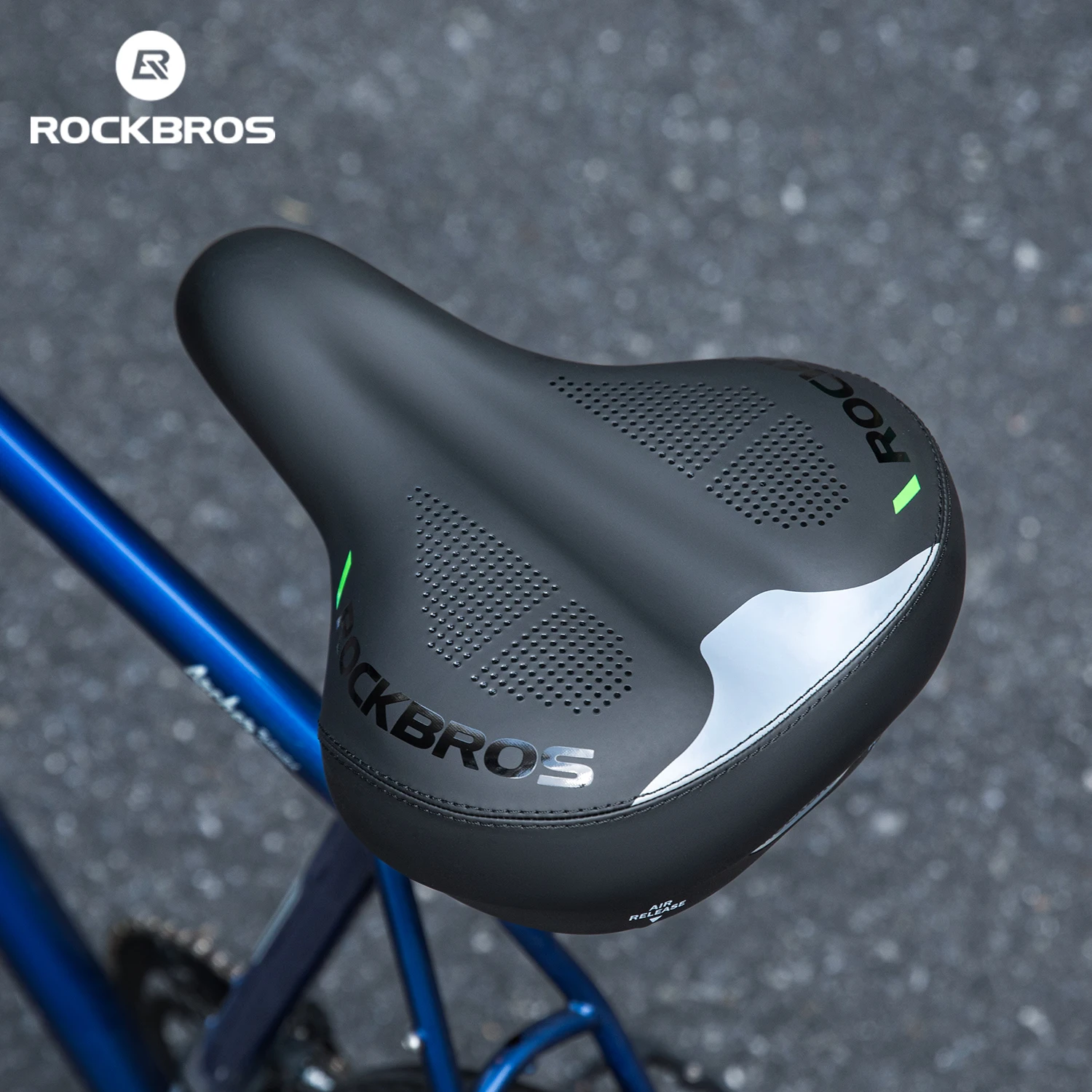 

ROCKBROS Bicycle Airbag Seat Cushion Double Shock Absorption Hardness-adjustable Seat Saddle Non-slip Surface Comfortable Saddle