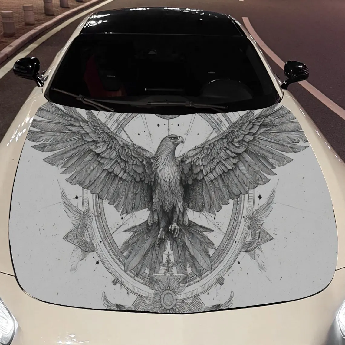 

Sketch of an Eagle Spreading Its Wings Car Hood Vinyl Stickers Car Surface Protection Decal Car Decoration Cover Vinyl Wraps Wat