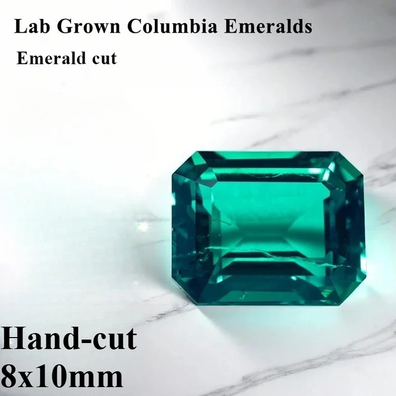 

Hydrothermal Emeralds Lab Grown Emerald Stones Hand-cut 8x10mm Gemstone for Diy Jewelry Making Selectable AGL Certificate