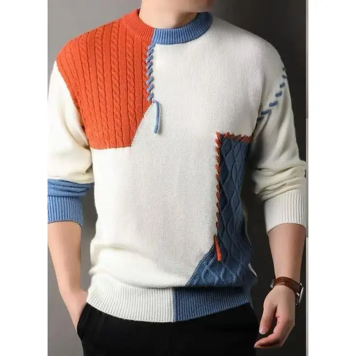 

GAOSTUDIOS Handmade Tassel round Ne Oversized oulder Knitted Sweater Advanced ey Irregular Color Blo Autumn Winter Me...