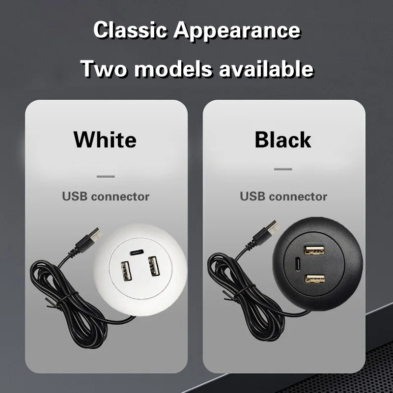 Multi Port USB Desktop Embedded Charger For Mobile Phone 3 In 1 USB HUB Computer Desk One Drag Three Data Line Splitter Charging