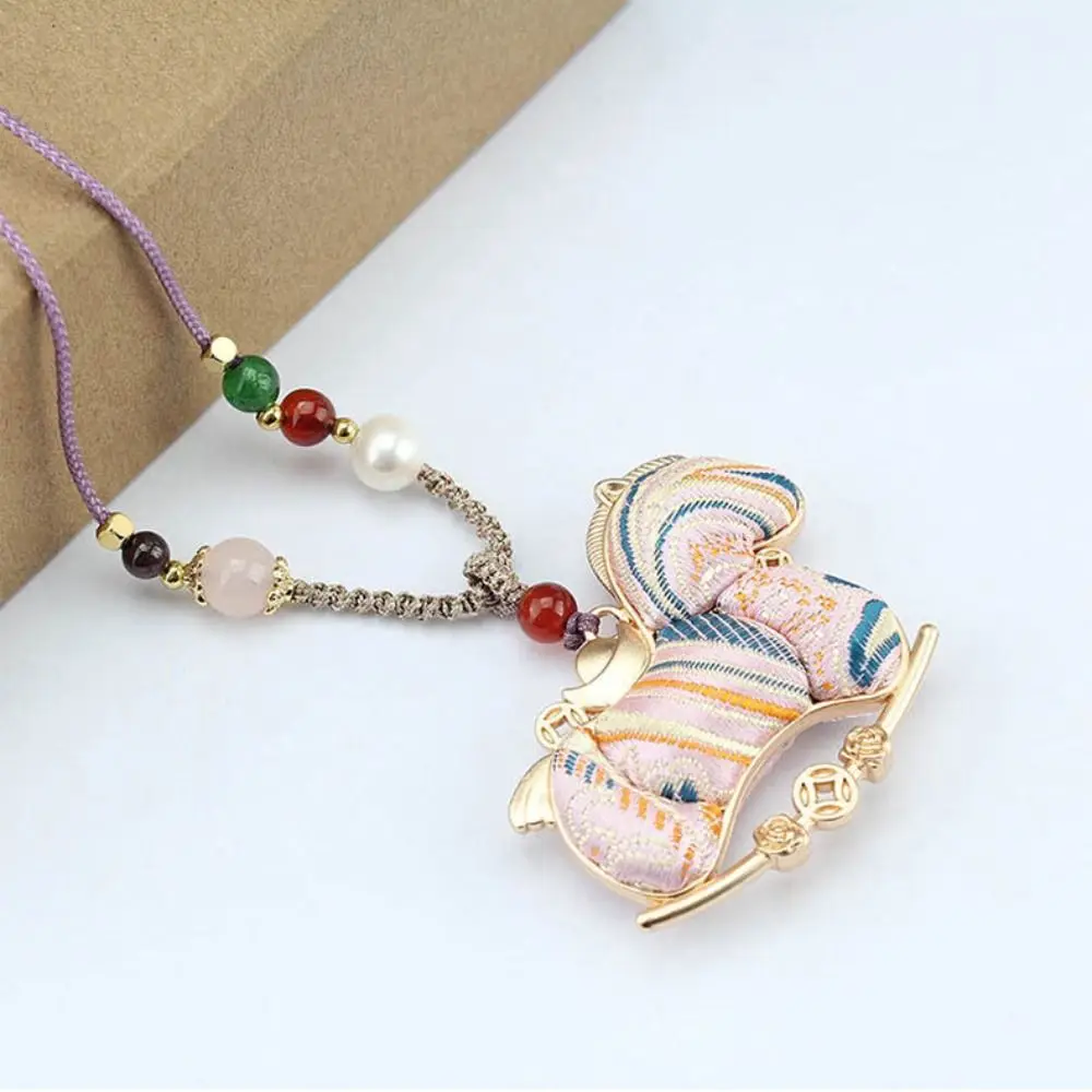 Hanging Rope Zodiac Horse Necklace Ancient Style Sweater Chain New Chinese Style Necklace Brocade Waterproof Exquisite