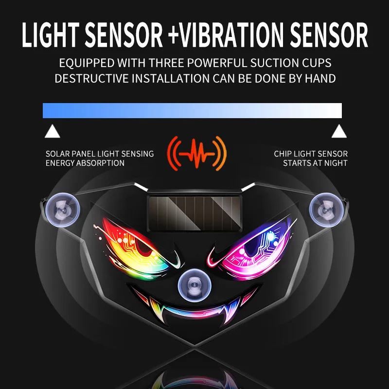 Solar Powered LED Demon Eye Light, Triangular Window Decor Atmosphere Breathing Light, No‑Wiring Car Interior Decoration Lamp