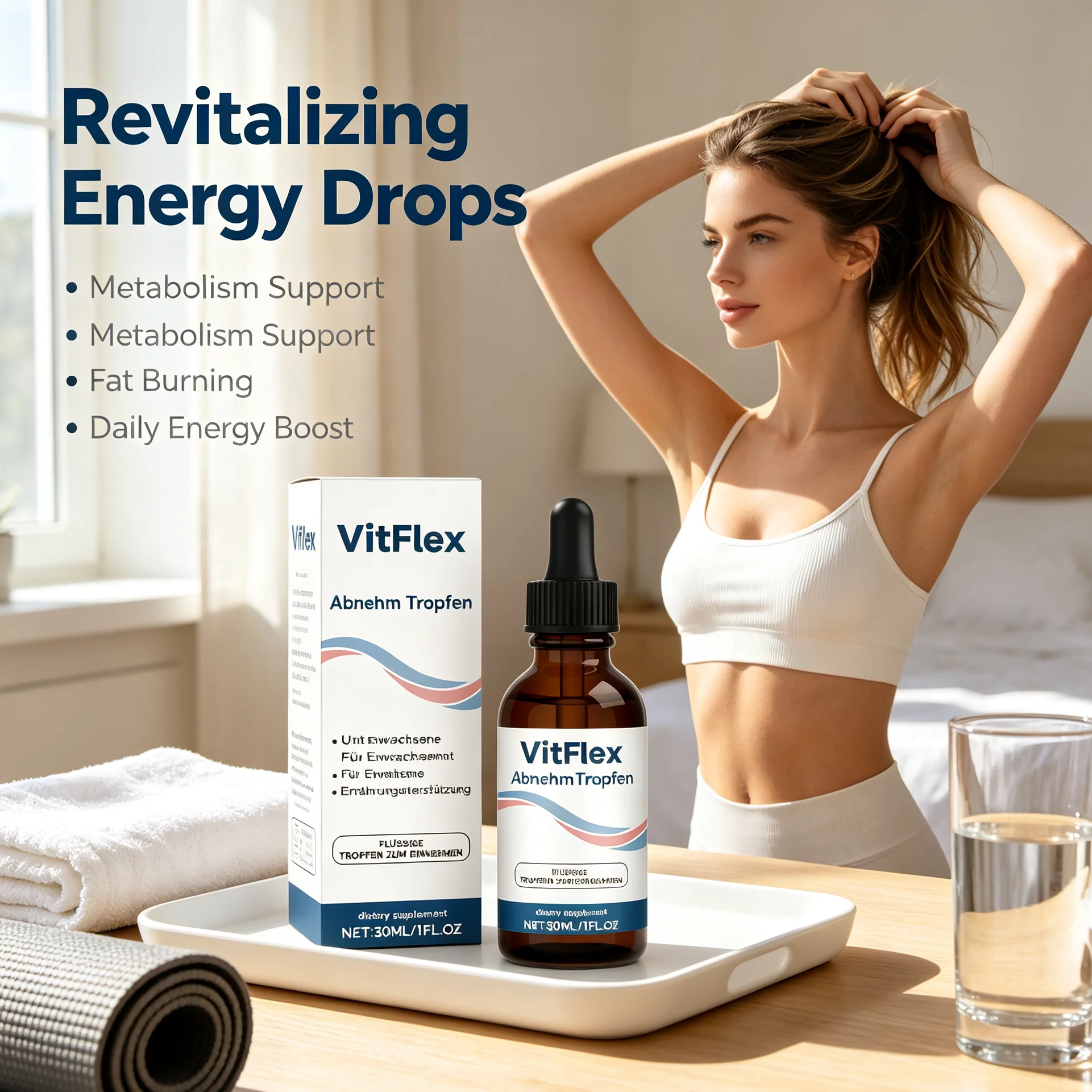 Natural Revitalize Energy Oral Drops Promote Metabolism Burn Fat Liquid Essence Supplement Support Body Energy Weight Management