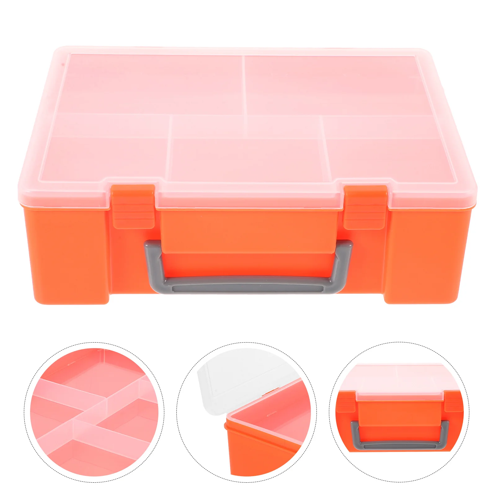 Plastic Parts Organizer Boxes Electronics Components Supplies Orange Color Tray Rectangle Storage Tool Box Home Use