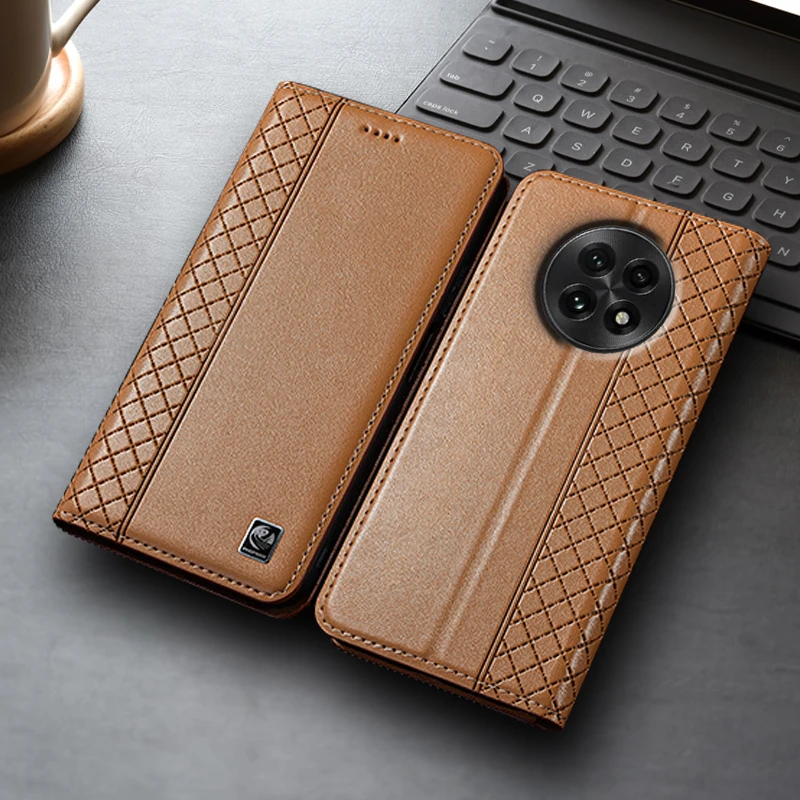 

Napa Inner Grid Genuine Leather Flip Case For Oneplus Ace 2 2V 3 3V 5 Pro Racing Ultra Phone Cover Card Cases Scratch Proof