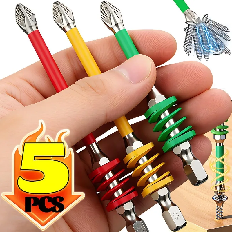 

60/70/90mm High Hardness Spring Screwdriver Bits Magnetic PH2 Driver Screw Anti-slip Hex Shank Drill Head Electric Repair Tools