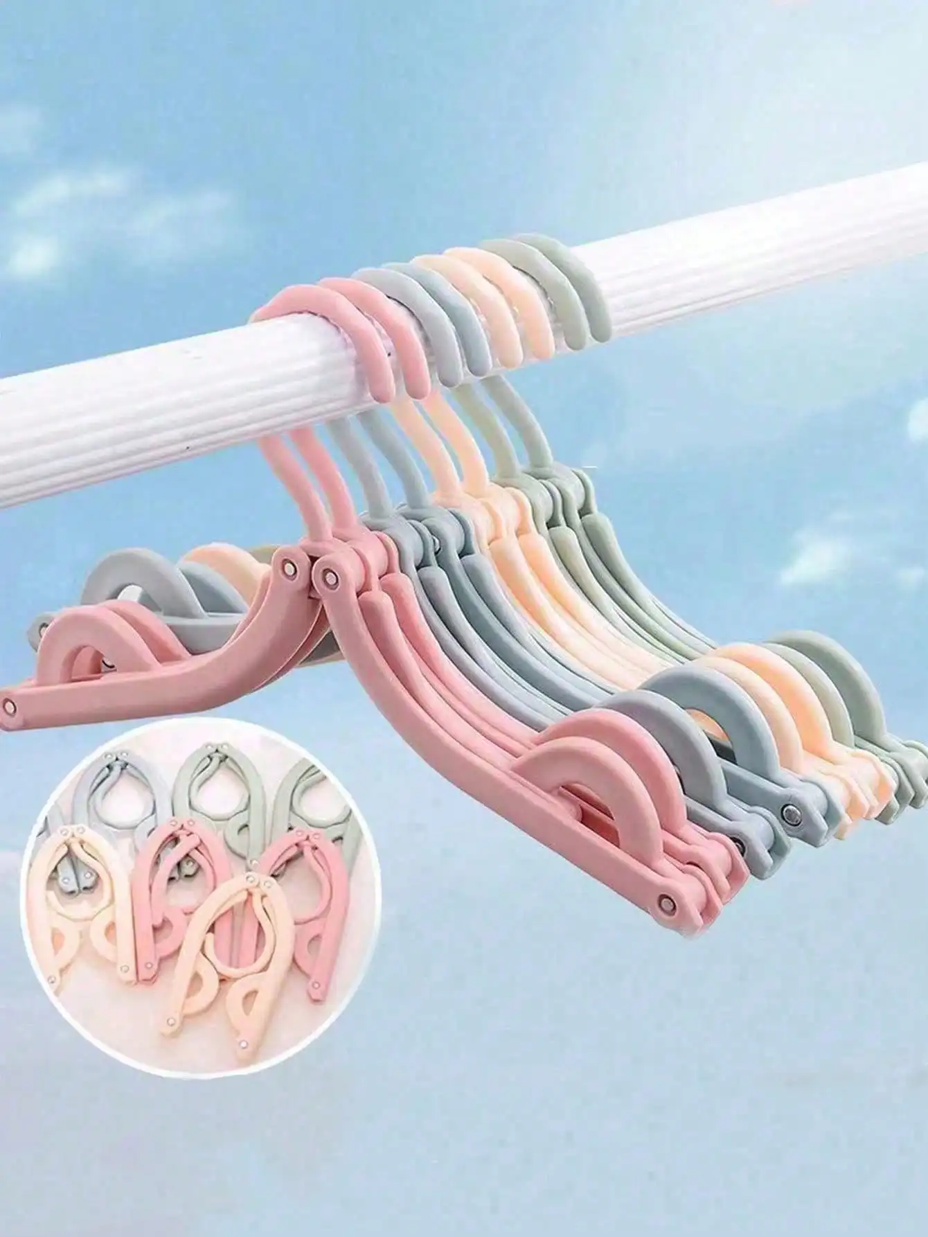 50pcs Pastel Multifunction Retractable Portable Folding Clothes Hanger Travel Essential Cruise Necessity Foldable Drying Rack Home Travel Organization Space Saving Compact Storage Solution Lightweight Convenient Durable Practical Hanger view 4