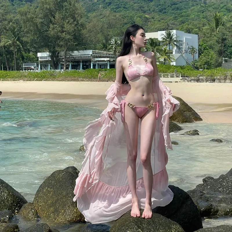 

Internet Celebrity Same Style Instagram Style Bikini Sexy Pure Desire Hot Girl Small Chest Gathering Beach Vacation Split Swimsu