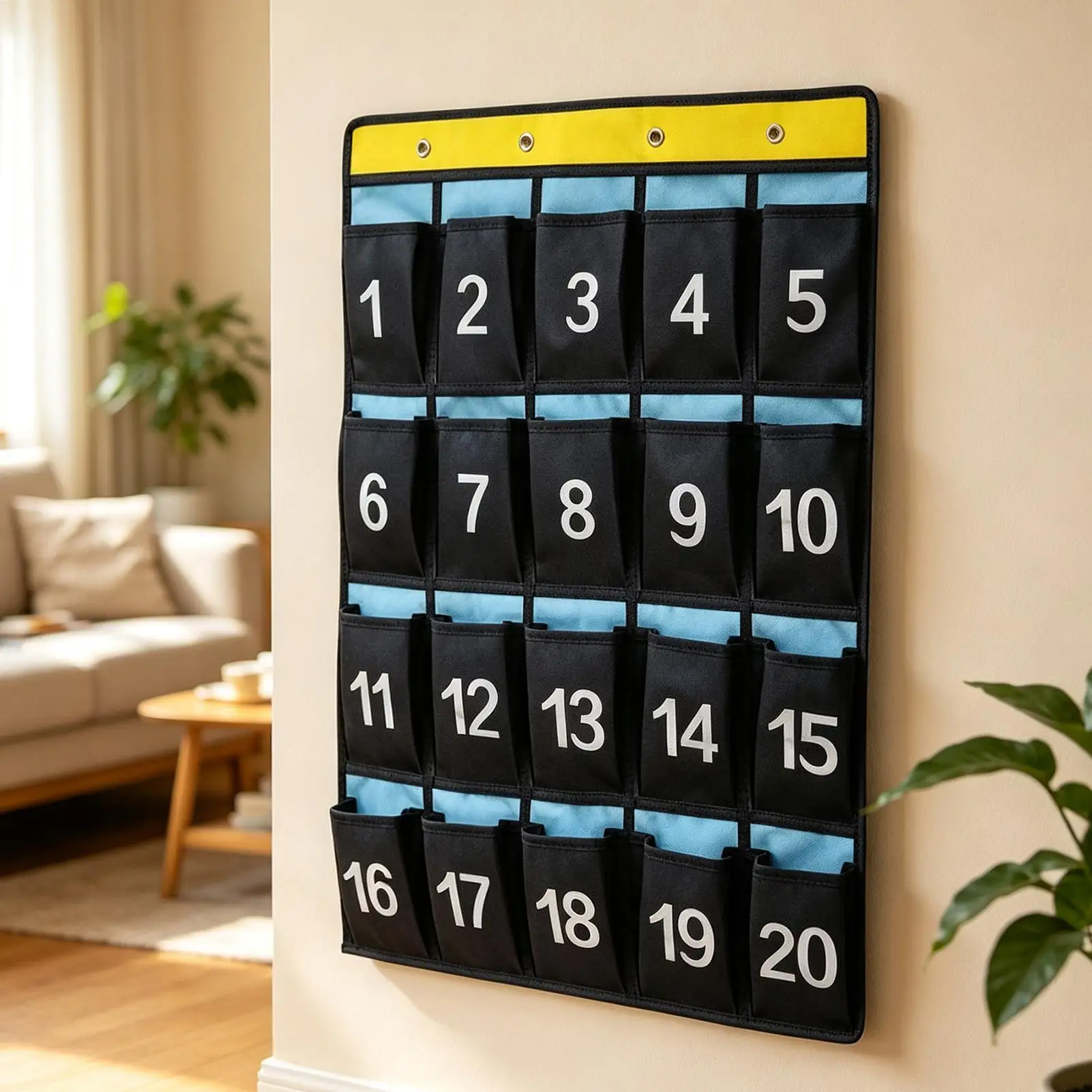 Storage Hanging Bag Classroom Mobile Cell Phone Storage Hanging Bag Portable Numbered 20 Pocket Hook School Wall Door Decor