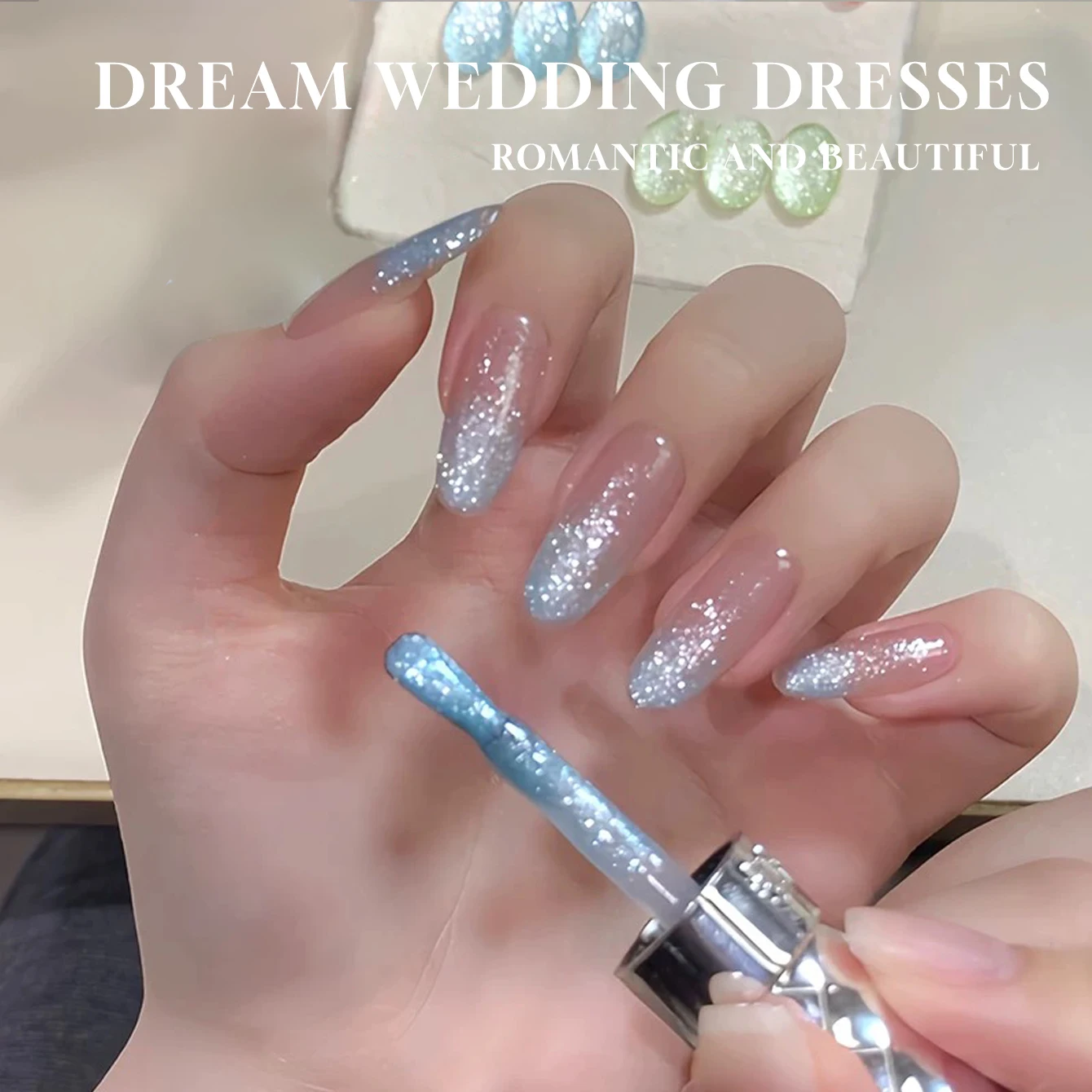MIANEL1-9pcs 12ML Summer Dream Wedding Dress Fine Glitter Gel Nail Polish Popular Whitening Glitter Crushed Diamond Nails