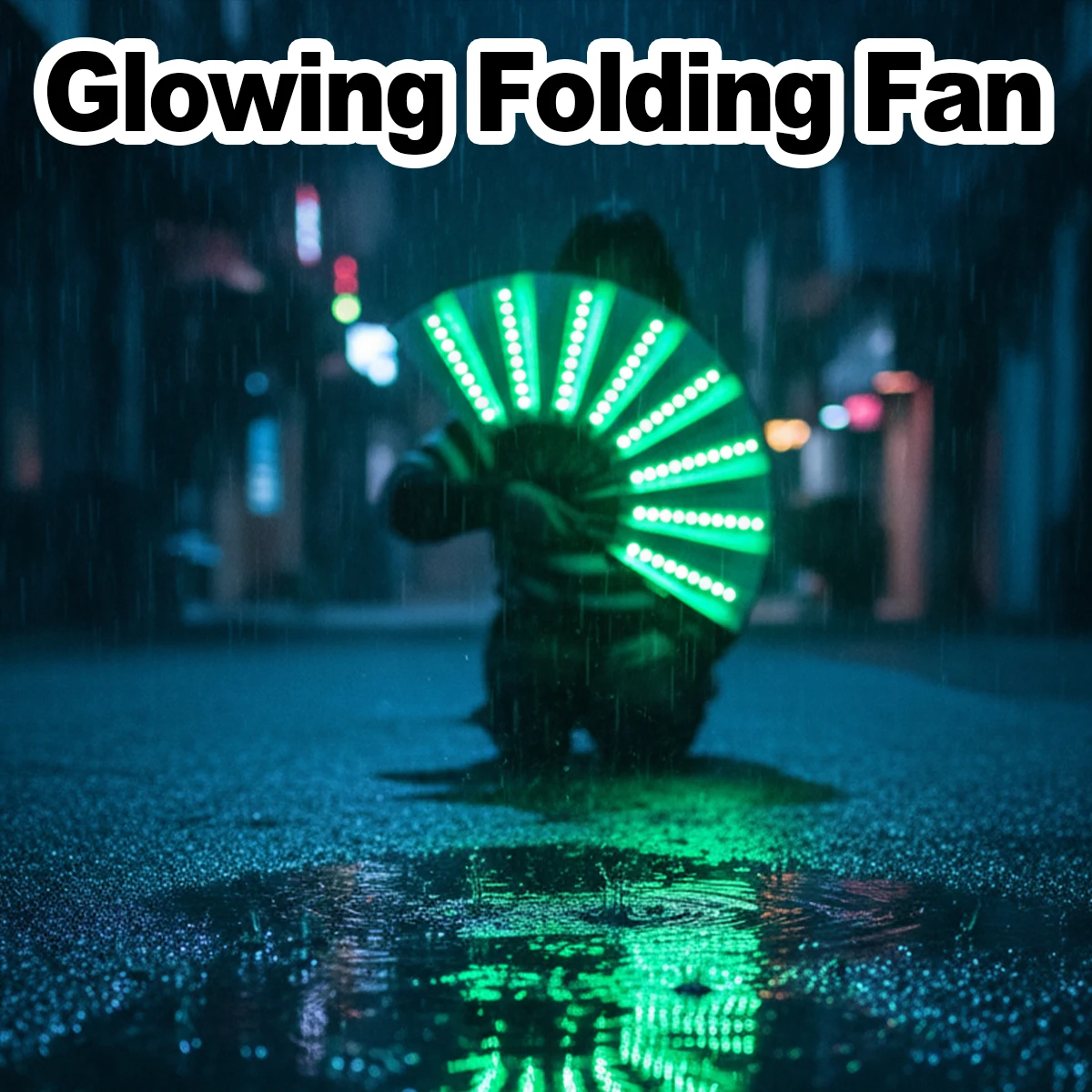 LED Glowing Folding Fans Light Luminous Fan Foldable Battery Operated Fluorescent Grow Party Home Night Bar Dance Performance Up