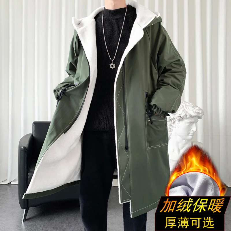 2022 Winter Coat Men Hooded Thick High Quality Trench Coat Men fashion Windbreakers Casual Jackets Hip Hop Streetwear Coat S-3XL