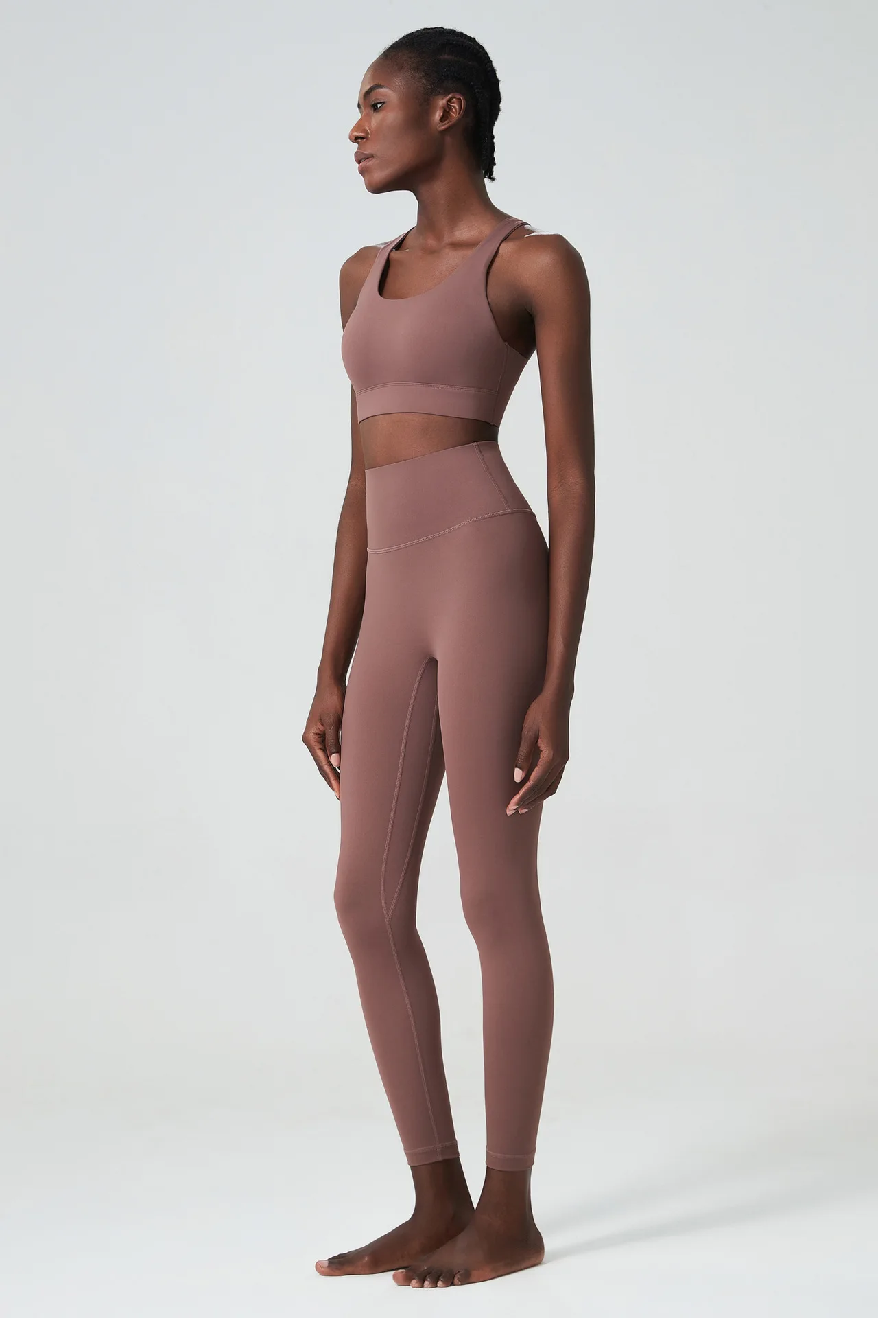 Feste Brust polster High Support Gym BH mit Legging Fitness Anzug Frauen nackt Gefühl Yoga Sport Set – Detail 9