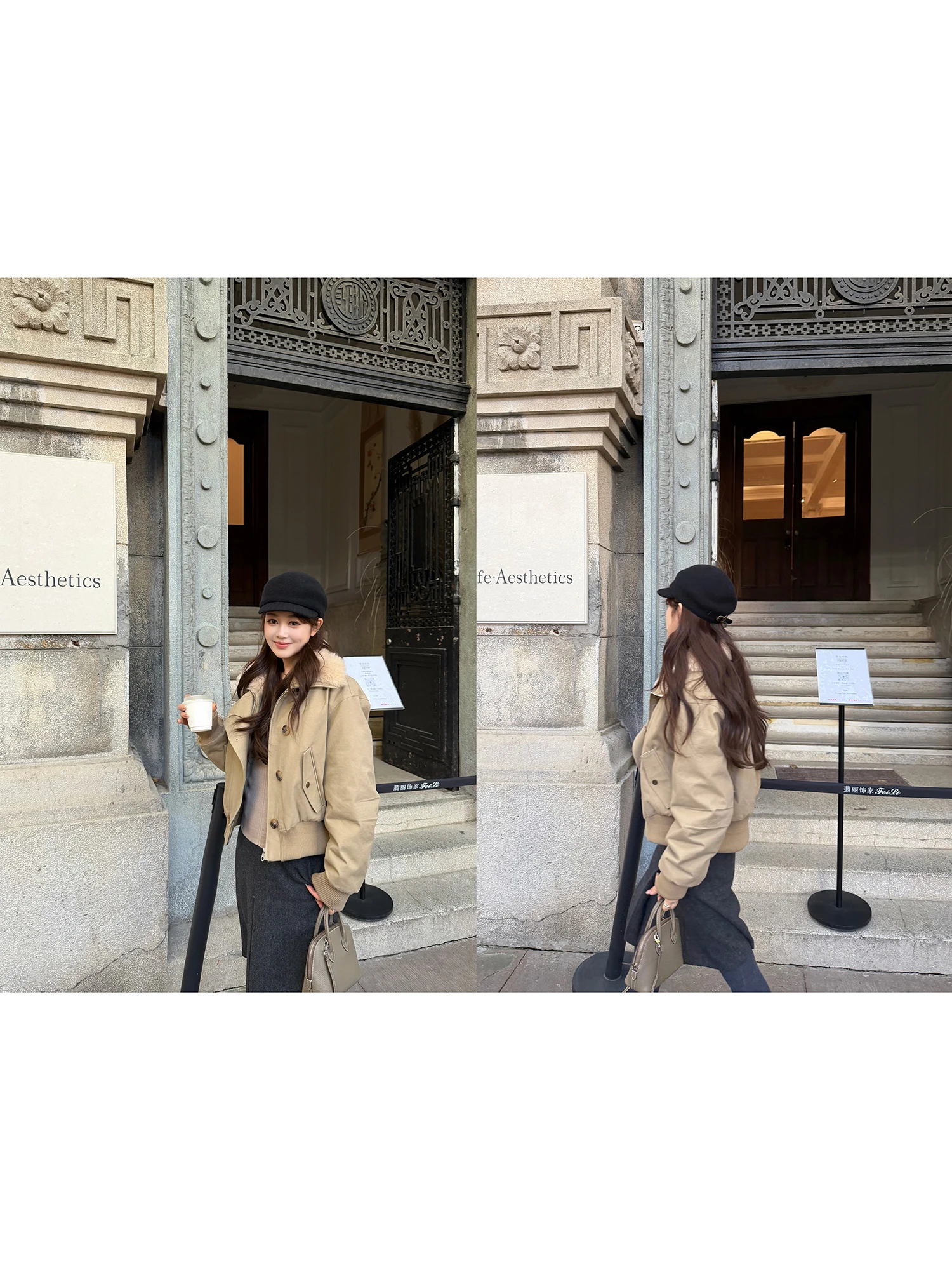 

Retro Pilot down Jaet 90 White Du Feather Collar Warmth Parka New Arrival Cotton Material Long Sve ort Sle Loose Fit