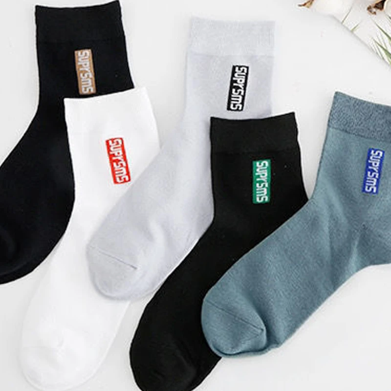 5 pairs of all-season socks men's anti-odor sweat socks in the tube sports casual image 2