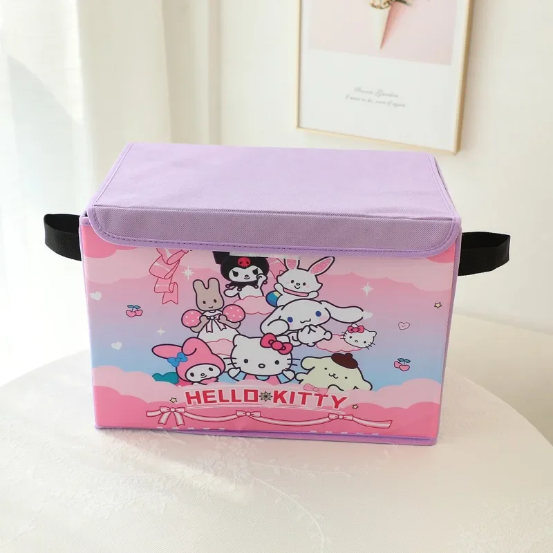 Hello Kitty Sanrio Kuromi Cinnamoroll Anime Kawaii Storage Box Cute Cartoon Large Size Foldable Dust Proof Sundries Sorting Box