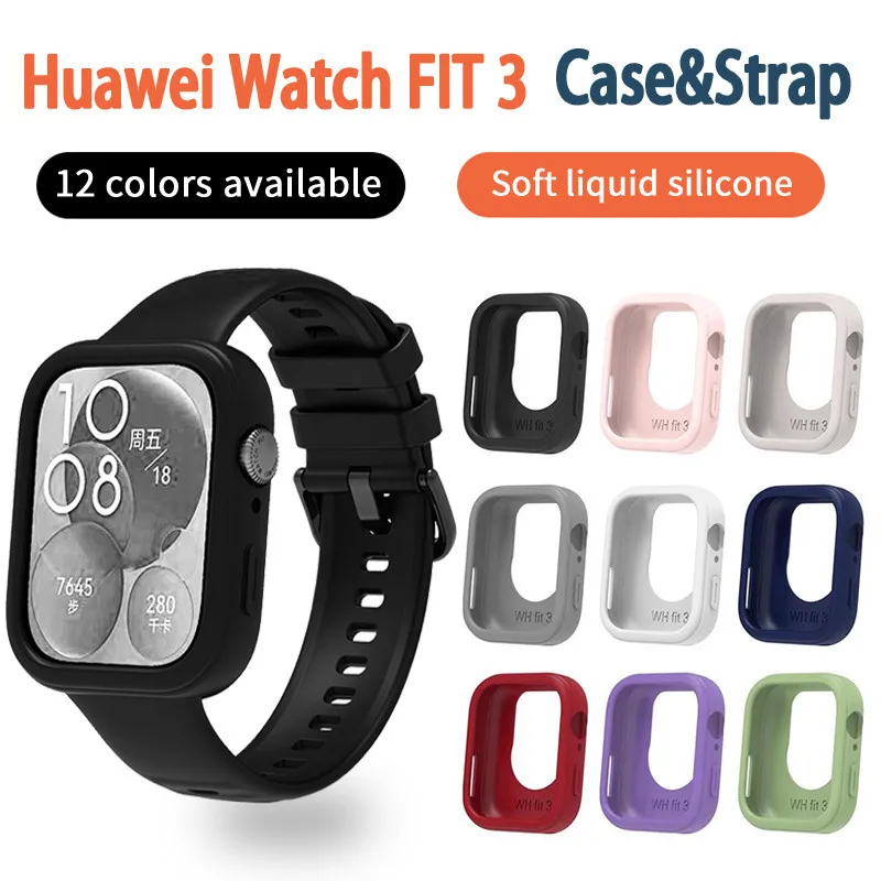 Silicone Case for Huawei Watch Fit 3 Protection Shell Bracelet Replacement Strap for Huawei Fit3 Protective Case Cover