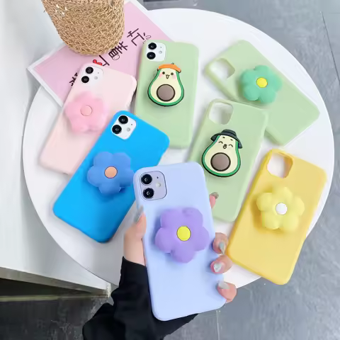 Cute Korea Flower Stand Holder Phone Cover for Samsung Galaxy S8 S9 Plus S10 Lite S20 S21 S22 S23 FE S24 Ultra Bracket TPU Case