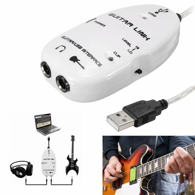 6.3Mm Jack To USB Guitar Link Cable Adapter Guitar To PC Recording Playback Guitar Effects Cable USB Guitar Adapter