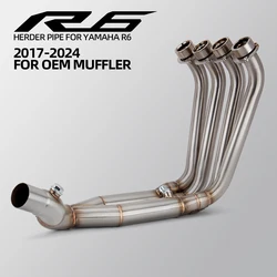 Motorcycle Exhaust Pipe Modified For Yamaha YZF R6 2017-2024 Front Link Tube Original Interface Connect OEM Muffler Stainless