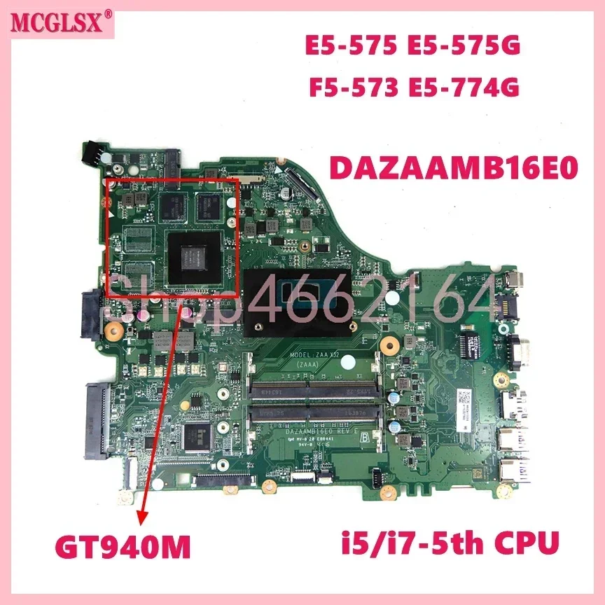 DAZAAMB16E0 with i3 i5 i7 CPU UMA/940MX Mainboard For ACER Aspire E5-575 E5-575G F5-573 F5-573G E5-774G Laptop Motherboard