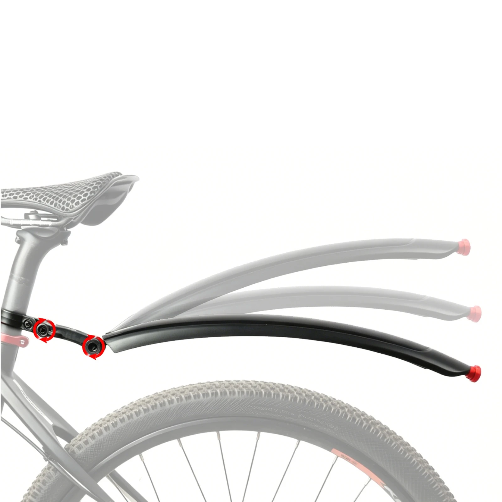 2 Pieces Bike Mudguard Pair with Rear Light Streamlined Bike Mudguard with Tail Light Fenders Long-Lasting Mudguards Bright