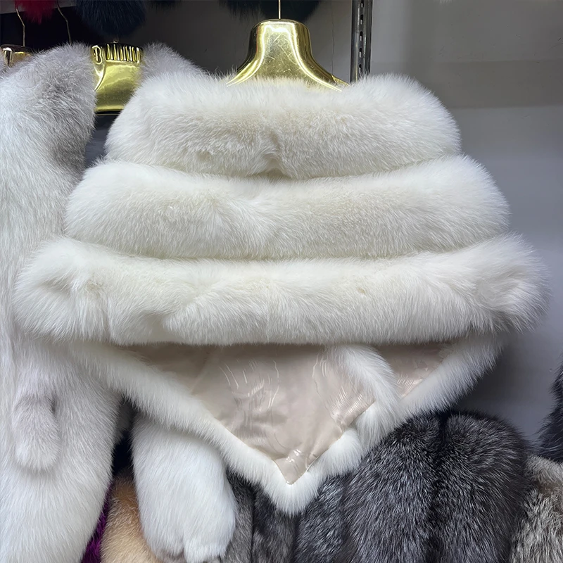 New Real Fox Fur Shawl Coat Women Autumn Winter Shawl Genuine Fur Jacket Cape Scarf Natural Fox Fur Collar Luxury Cloak