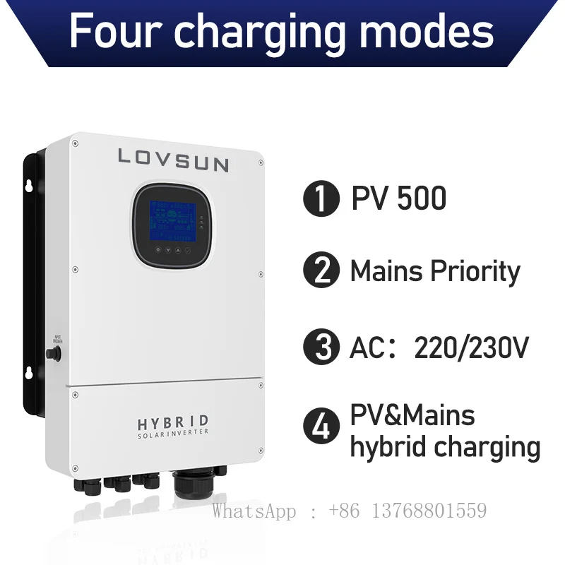 New Solar Inverter 5.5kw 48v Hybrid With 100a Mppt Controller Dc To Ac High Frequency  230vac Output For