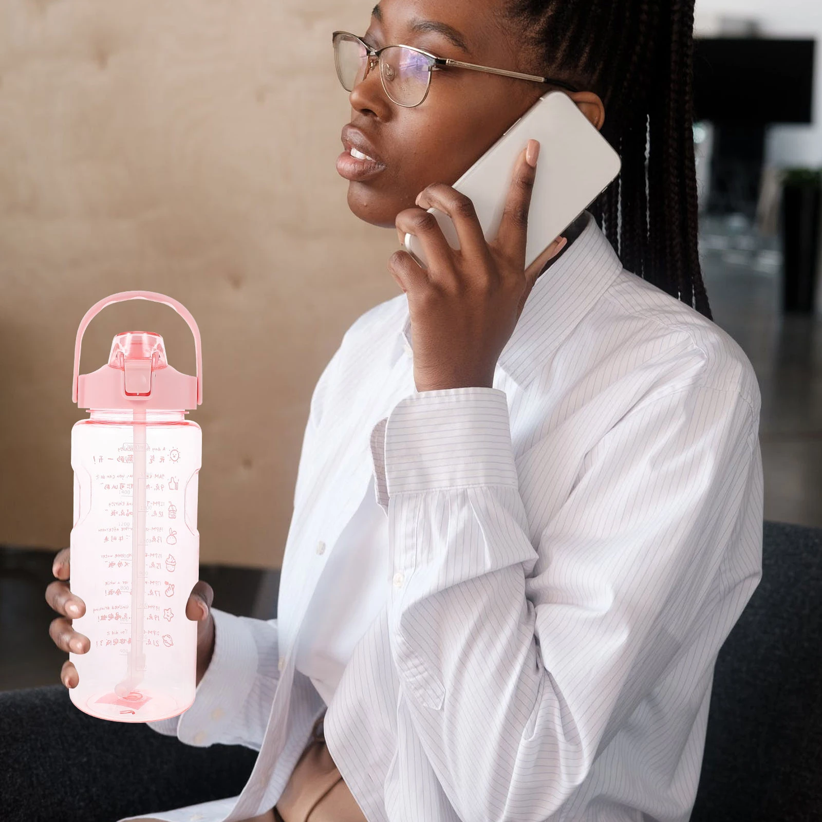 

1Pcs Large Capacity Straw Water Bottle 2000ml Portable Outdoor Sports Fitness Plastic Bottle Running Hydration Kettle