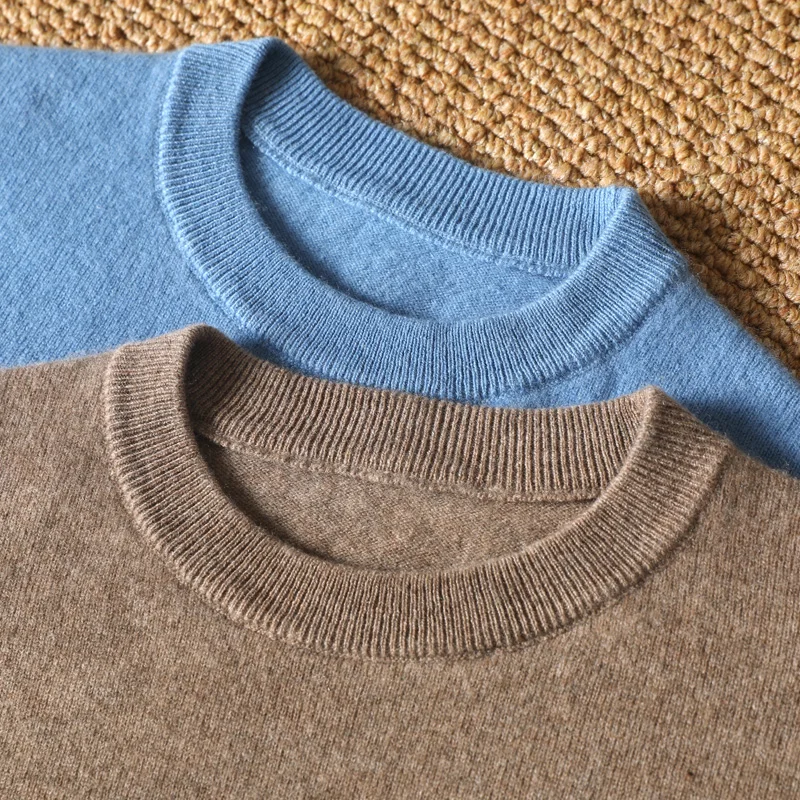 DjzDsm Pullover con o-collo da uomo in pura lana al 100% Solido maglione casual allentato di grandi dimensioni Primavera e autunno possono essere all'aperto