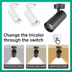 Led Spotlights 85-265V Led Downlight Surface Mounted Spot Lamps Tricolor Indoor Lighting Fixture for Living Room Bedroom Kitchen