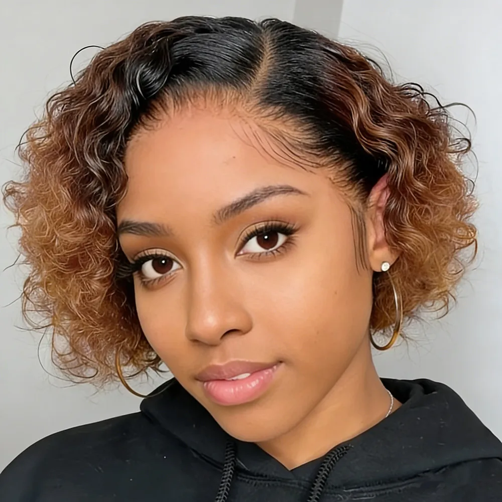 

13x4 Кружевные парики пикси 1b99j 1b4 черный коричневый 8-дюймовый парик с стрижкой пикси Человеческие волосы Короткие вьющиеся парики из человеческих волос для женщин подарочный парик