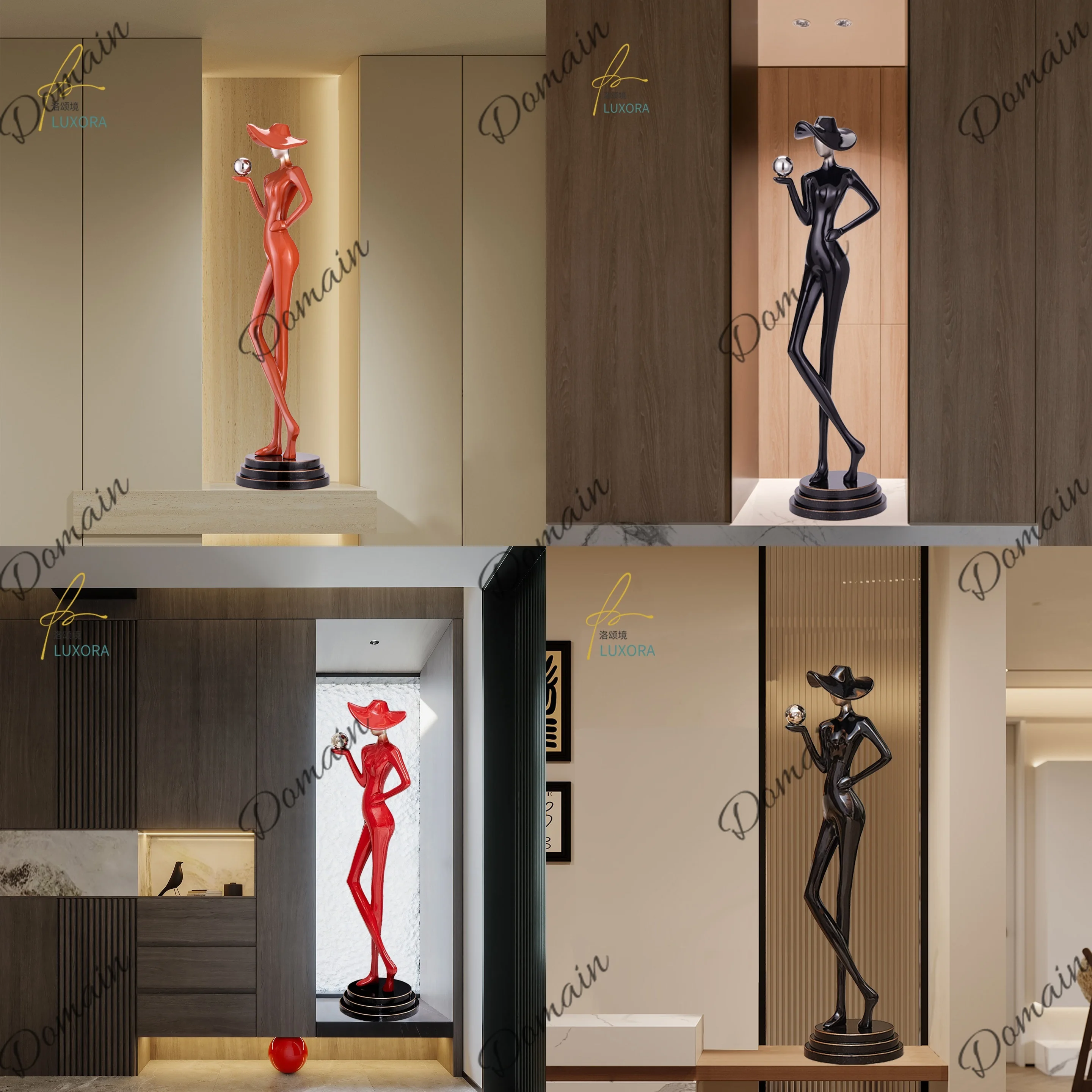 Slim Vertical Abstract Figure Sculpture, Minimalist Luxury Living Room Art Decor, Elegant Entryway Table Ornament