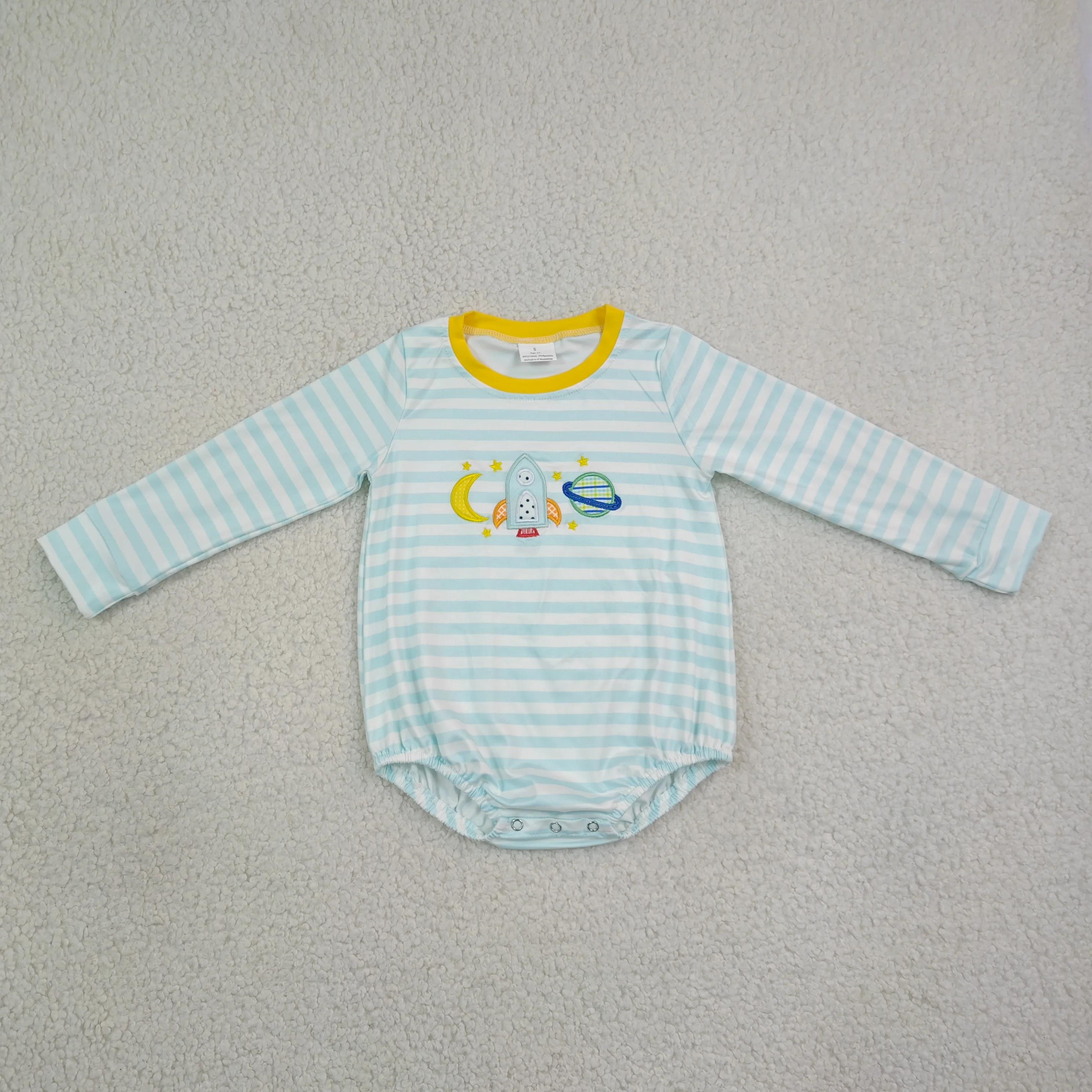 Wholesale Kids Infant Newborn Coverall Bodysuit Clothes Baby Boy Children Stripes Embroidery Toddler Bubble Romper