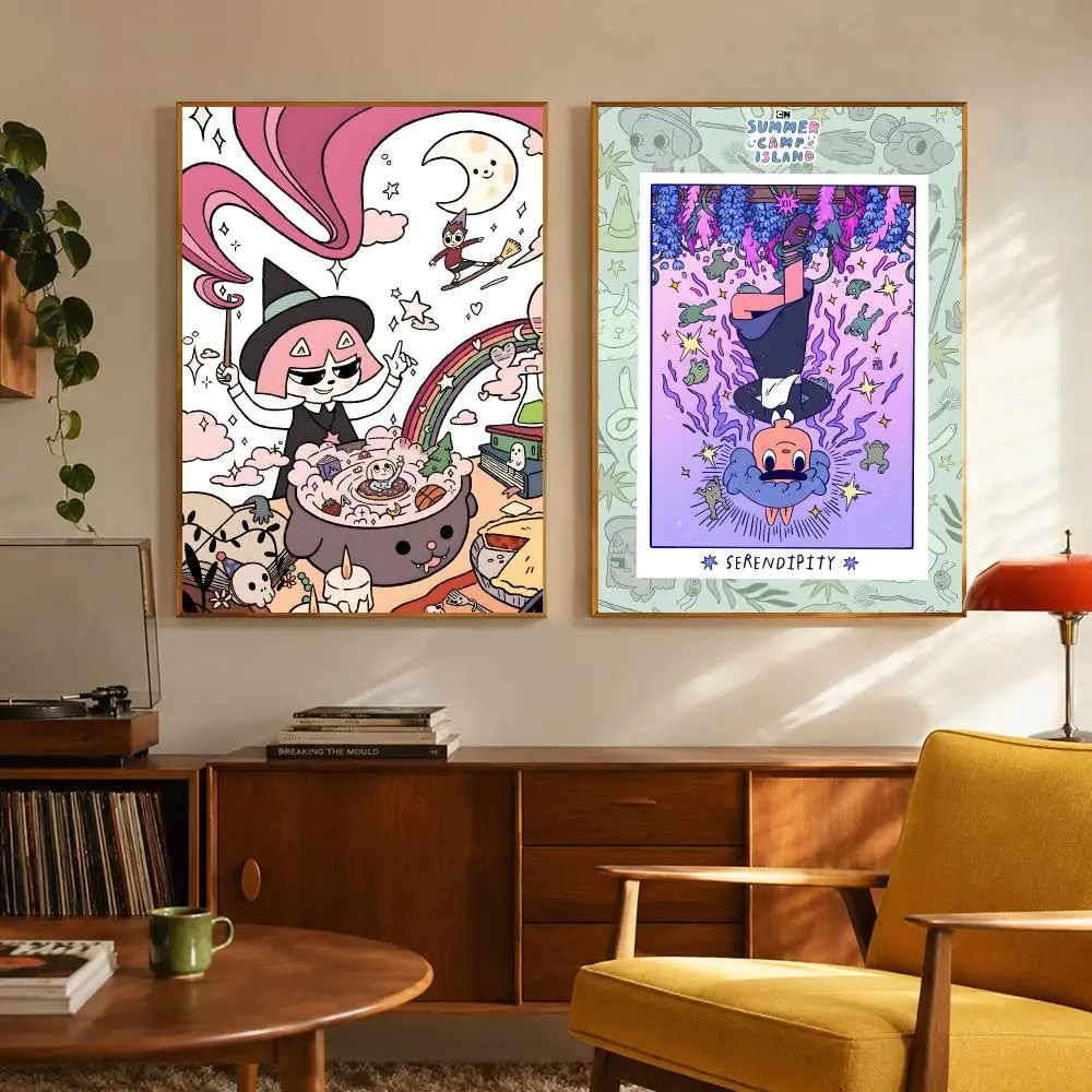 Kids Animation Summer Camp Island Poster Digital Solvent Print Waterproof PP Fade-Resistant Wall Art Room Decor Gift