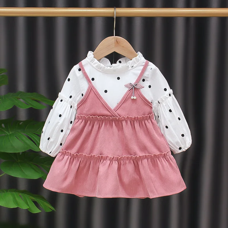 

Fashion Girl Dress Kid Clothing Puff Long Sleeve Elegant Princess Dress Strap Birthday Party Costume Baby Girl Outfit Child A888