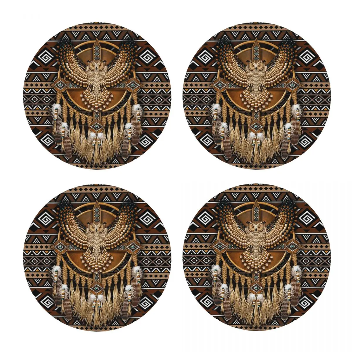 

Native American Owl Tribal Coaster Ceramics Mat Table Decoration And Accessories Mat For Kitchen Placemats For Dinner Table