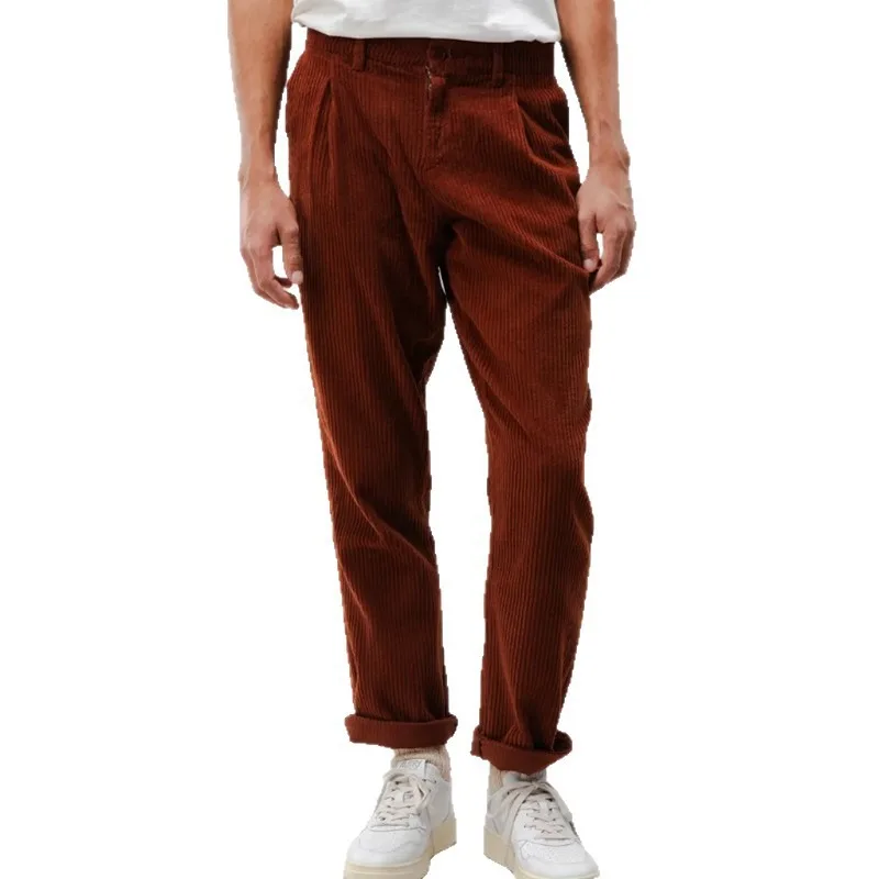 

Men's Corduroy Straight Leg Pants Autumn Winter New Solid Color Wear Resistant Casual Trousers