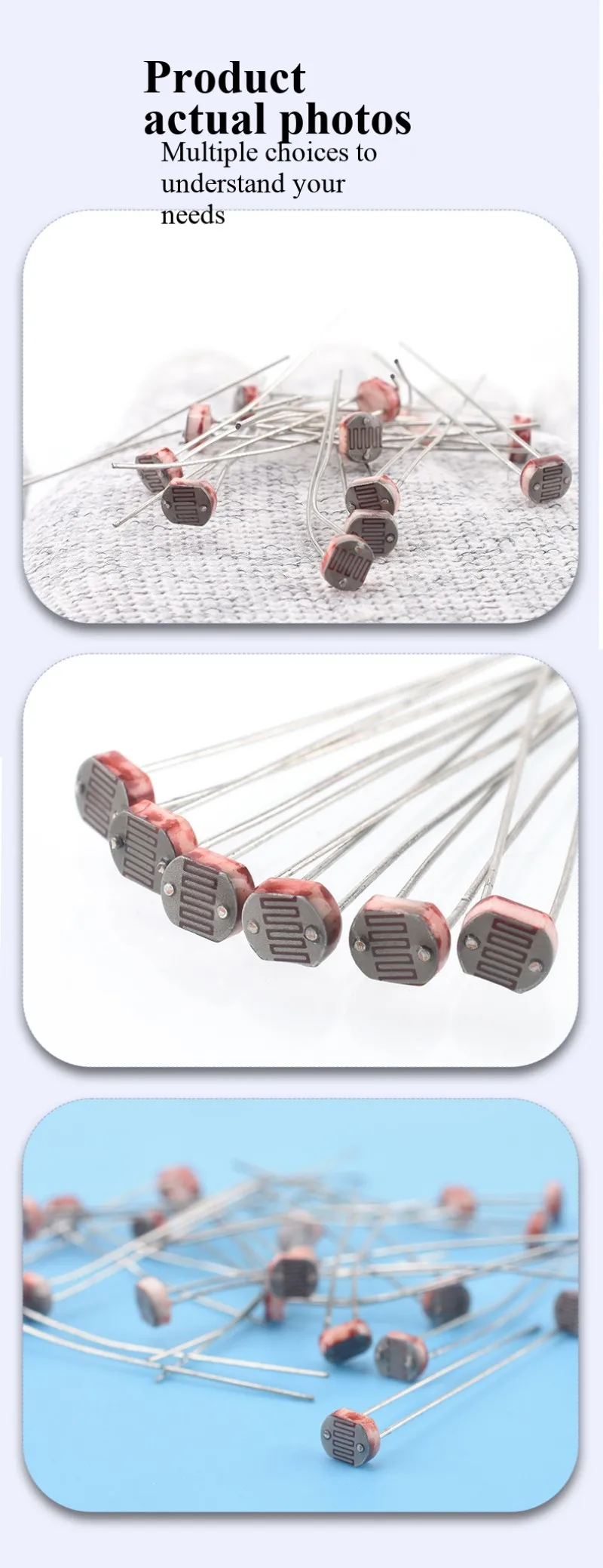 Mindestbestellmenge 10 Stück. Lichtempfindlicher Widerstand 5MM fotoelektrisches Detektorelement Sensor 5506/5516/5528/5537/5539/5549 – Detail 14