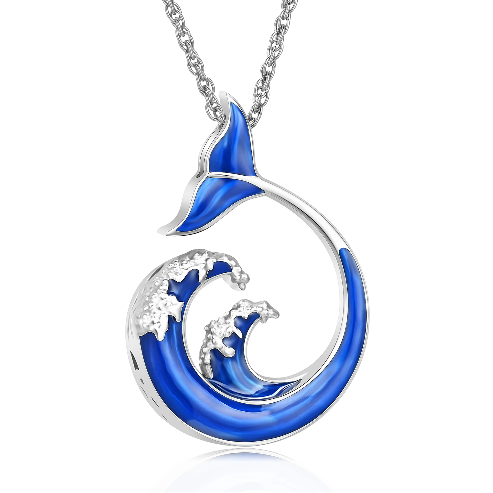 

Sea Wave Shape Urn Pendant Necklace For Ashes Cremation Jewelry Stainless Steel Fishtail Design Cute Gift For Family Memorial