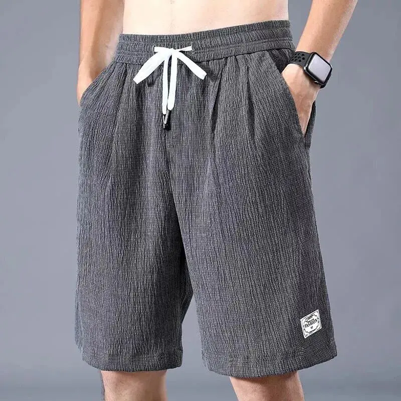 

Lce Men's Silk orts Thin Sports Cropped Pants Loose Straight Fit Comfortable Breathable Summer Wear Casual ort Trousers