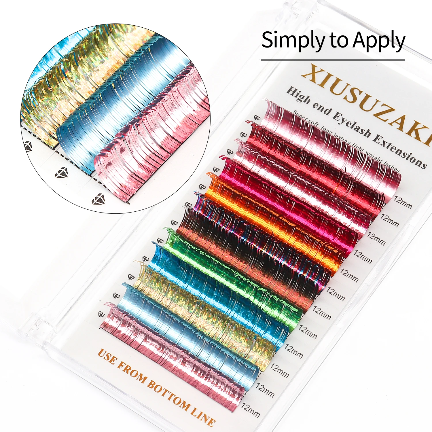 XIUSUZAKI Mixed Colors Glitter Eyelash Extension Colorful Shiny Classic Individual False Lashes for Christmas Makeup Suppliers