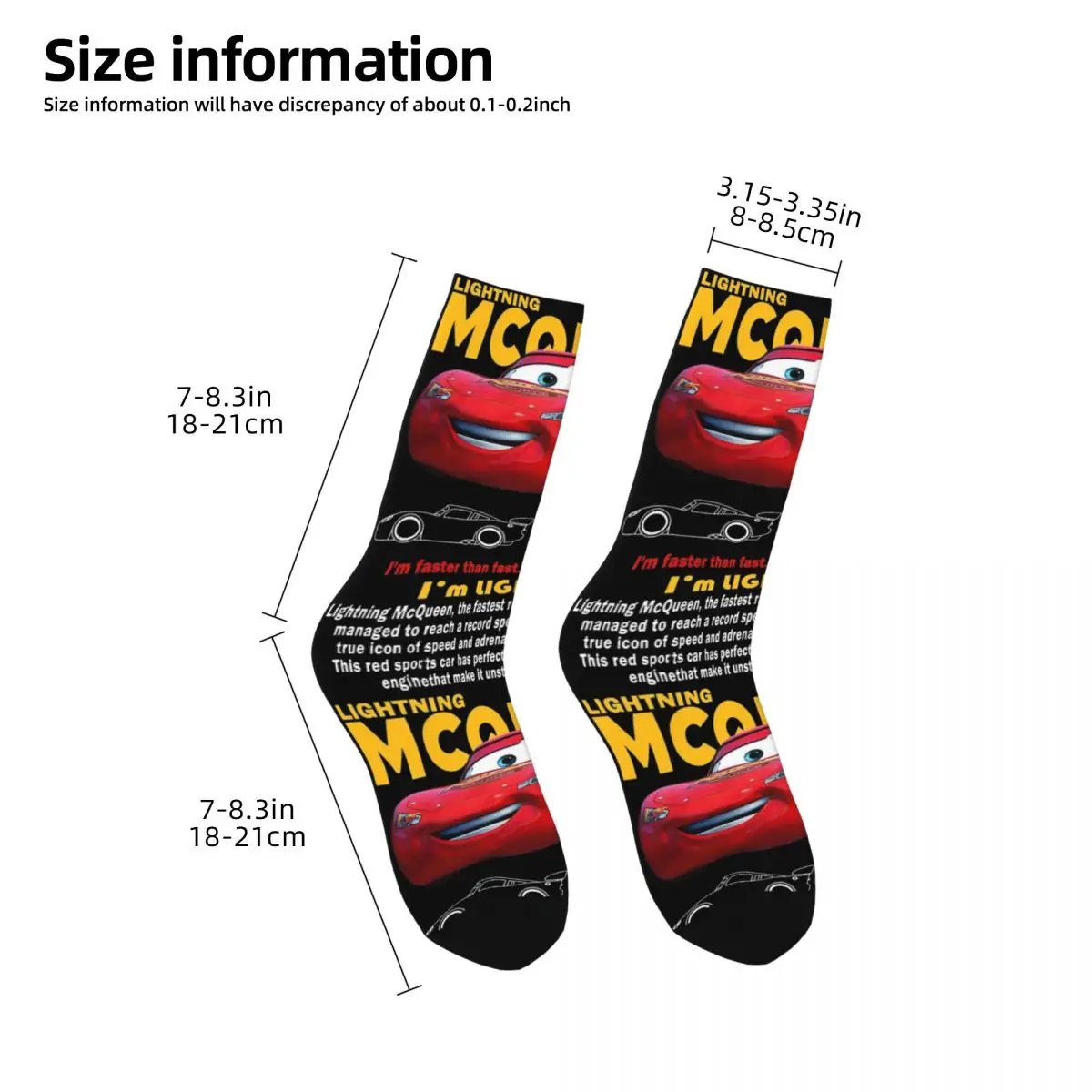 New Male Men Socks Crazy Vintage Cars Lightning Mcqueen Sock Polyester Movie Women\'s Stockings Spring Summer Autumn Winter