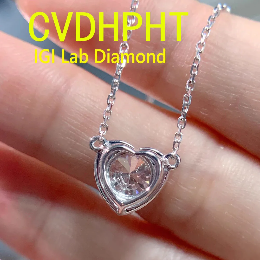 

10-каратное белое золото RingIGI Lab выращивание бриллиантов в форме сердца свадебный кулон ожерелье свадебное бриллиантовое ожерелье ﻿