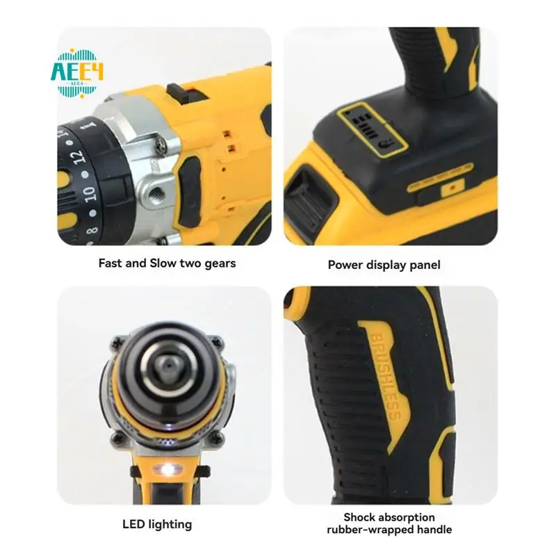 

AEE4-For 18V 20V Battery Electric Drill 1.5Mm-13Mm Portable Brushless Screwdriver 1000 N.M Impact Drill Power Tool