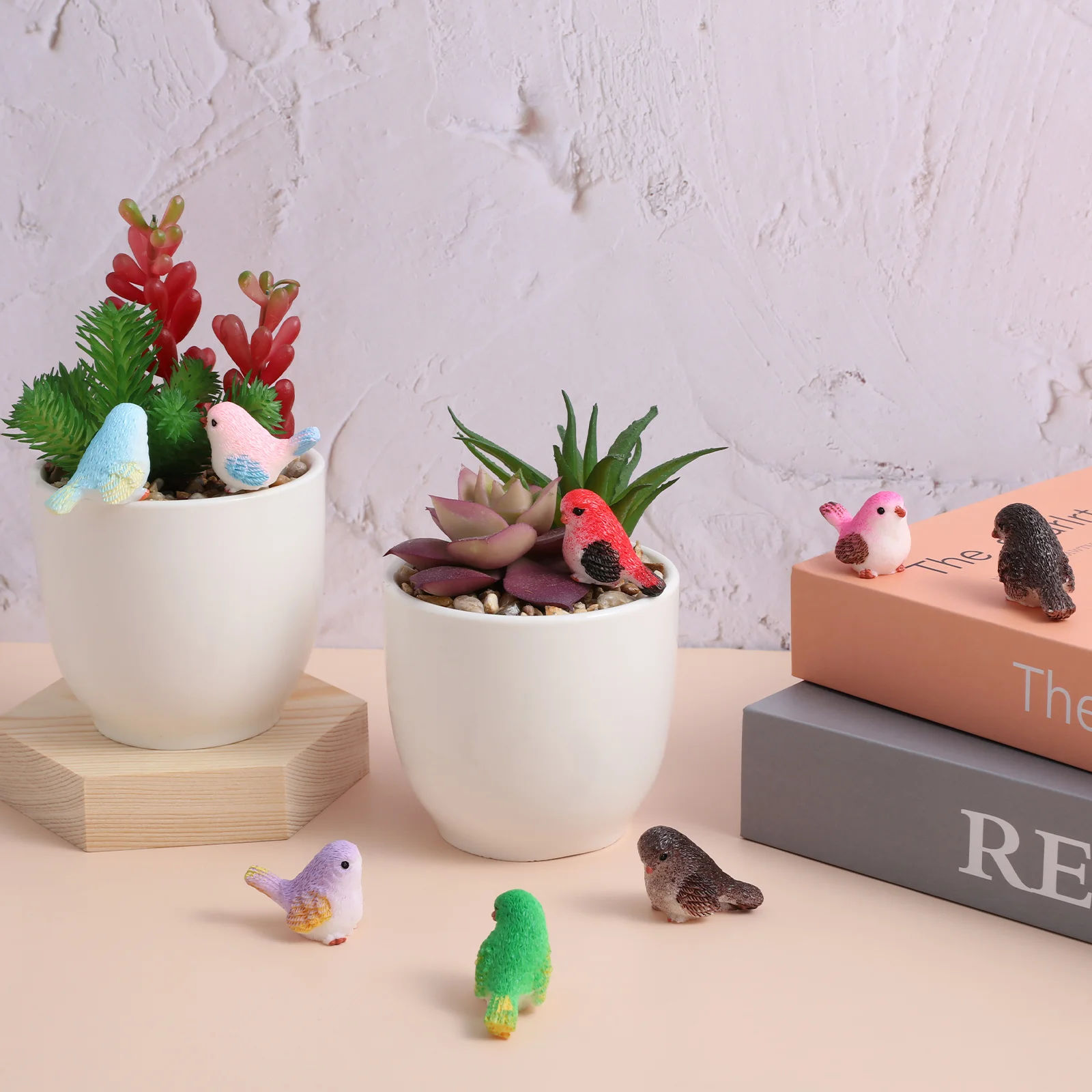 

8pcs Moss Micro Landscape Ornaments Resin Little Bird Figurines For Fairy Garden Bonsai Mini Scene Decor Garden Ornaments